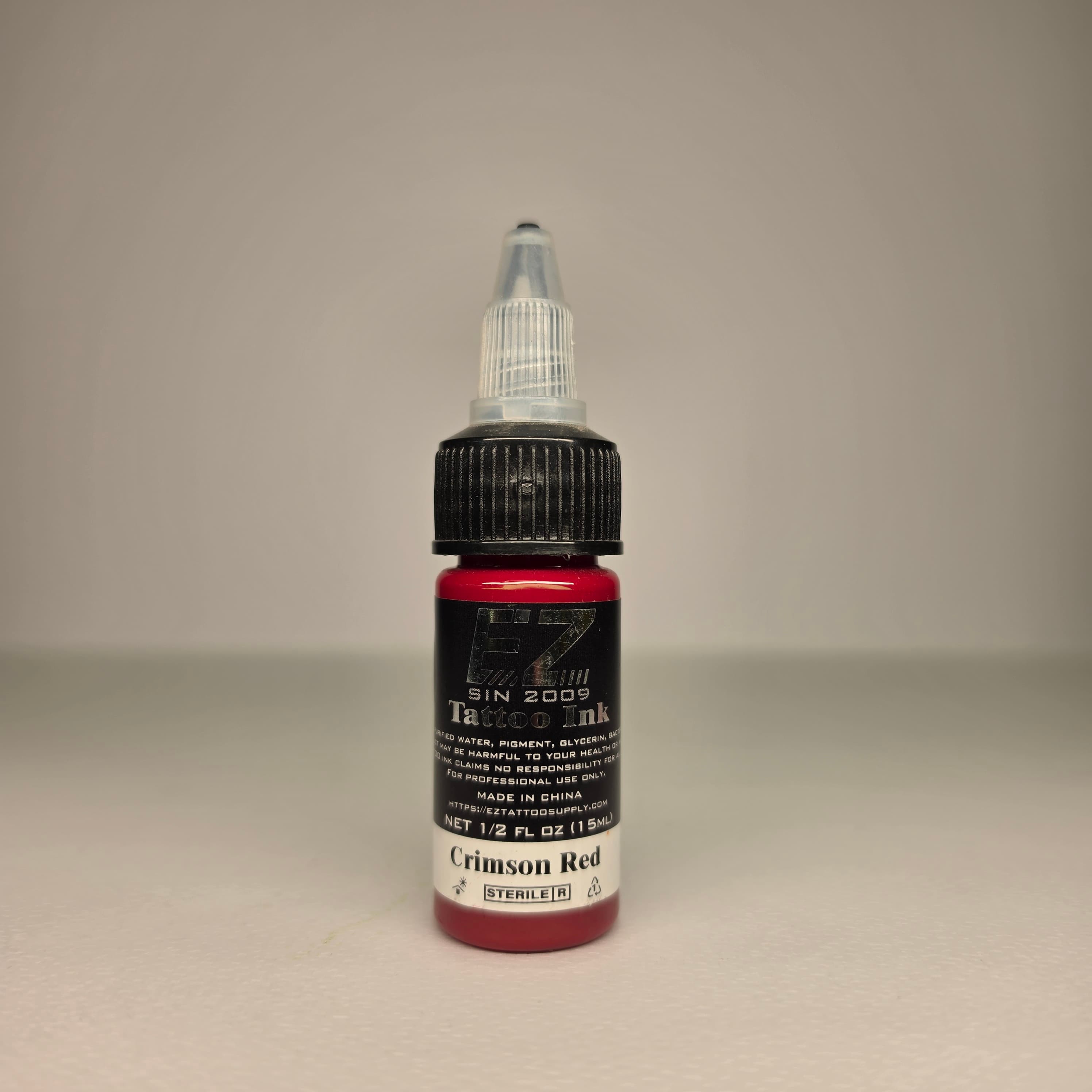 جوهر تتو EZ رنگ قرمز زرشکی — EZ Tattoo Ink Crimson Red حجم ۱۵ میلیلیتر