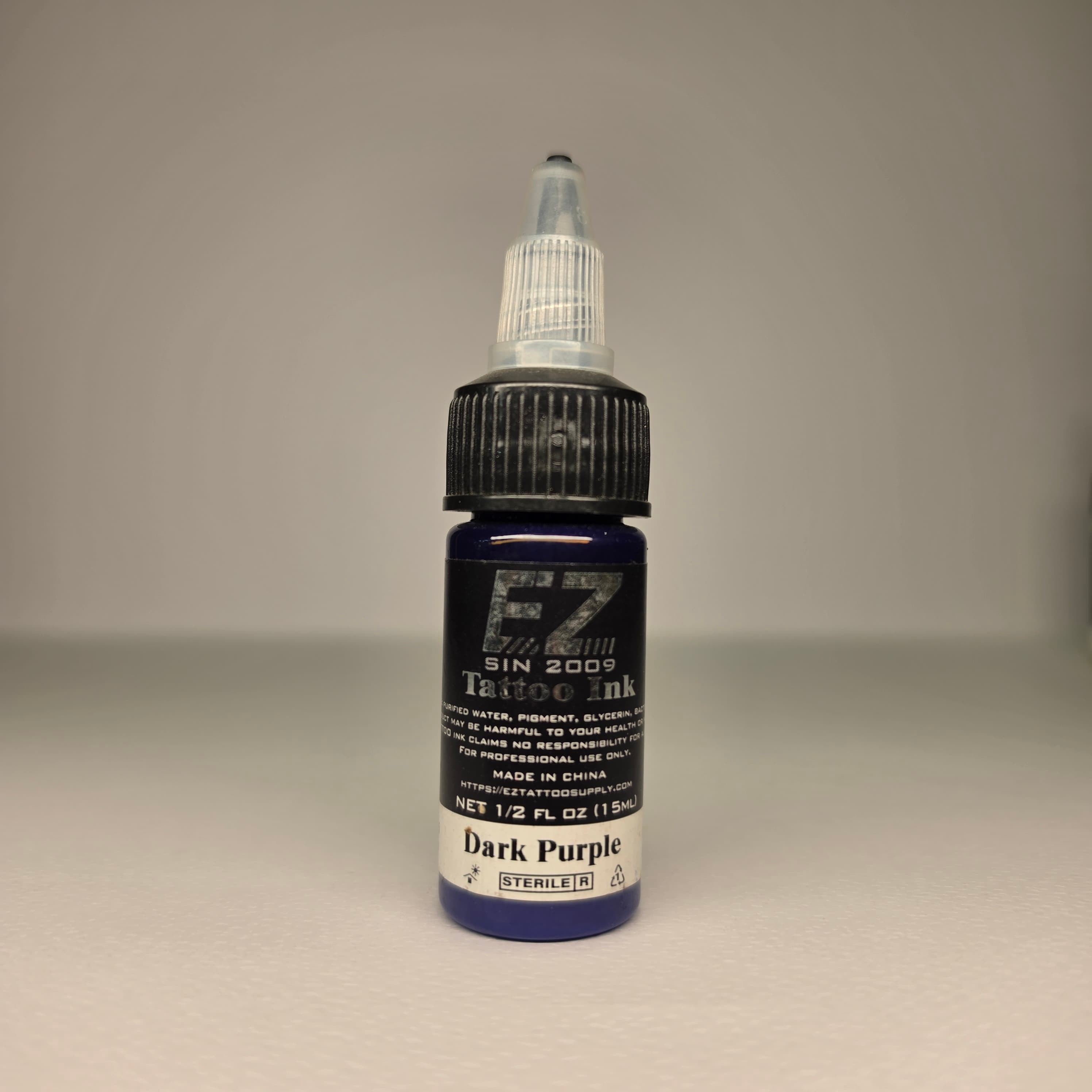 جوهر تتو EZ رنگ بنفش تیره — EZ Tattoo Ink Dark Purple حجم ۱۵ میلیلیتر