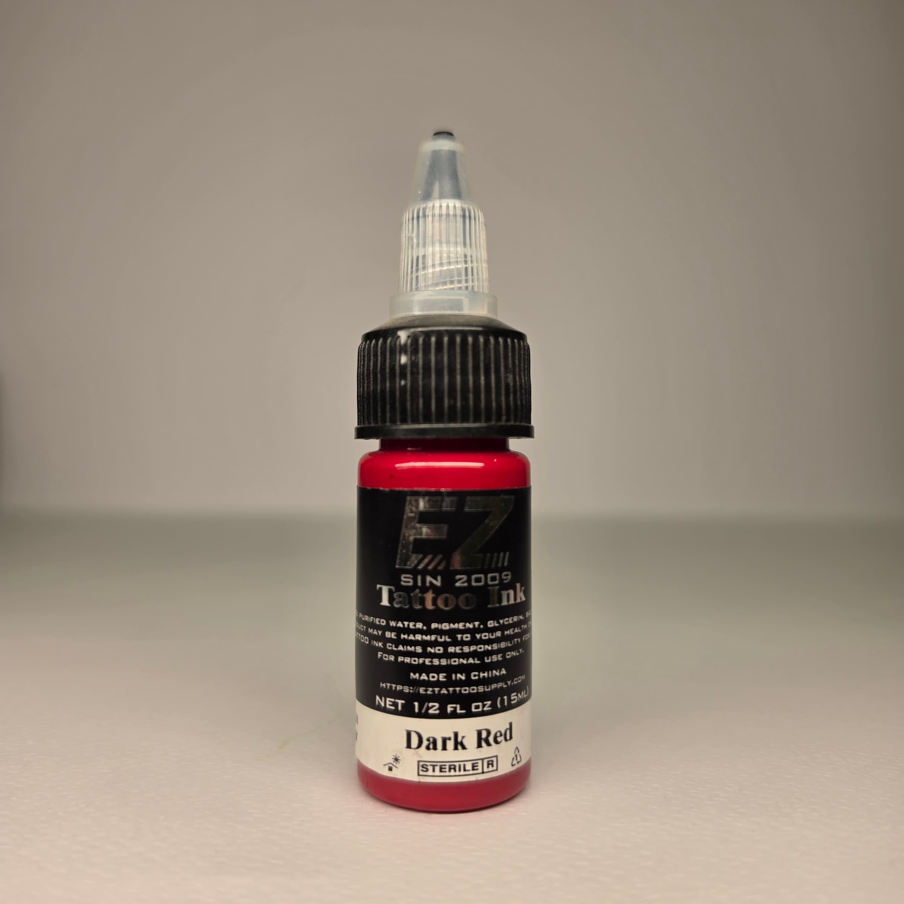 جوهر تتو EZ رنگ قرمز تیره — EZ Tattoo Ink Dark Red حجم ۱۵ میلیلیتر