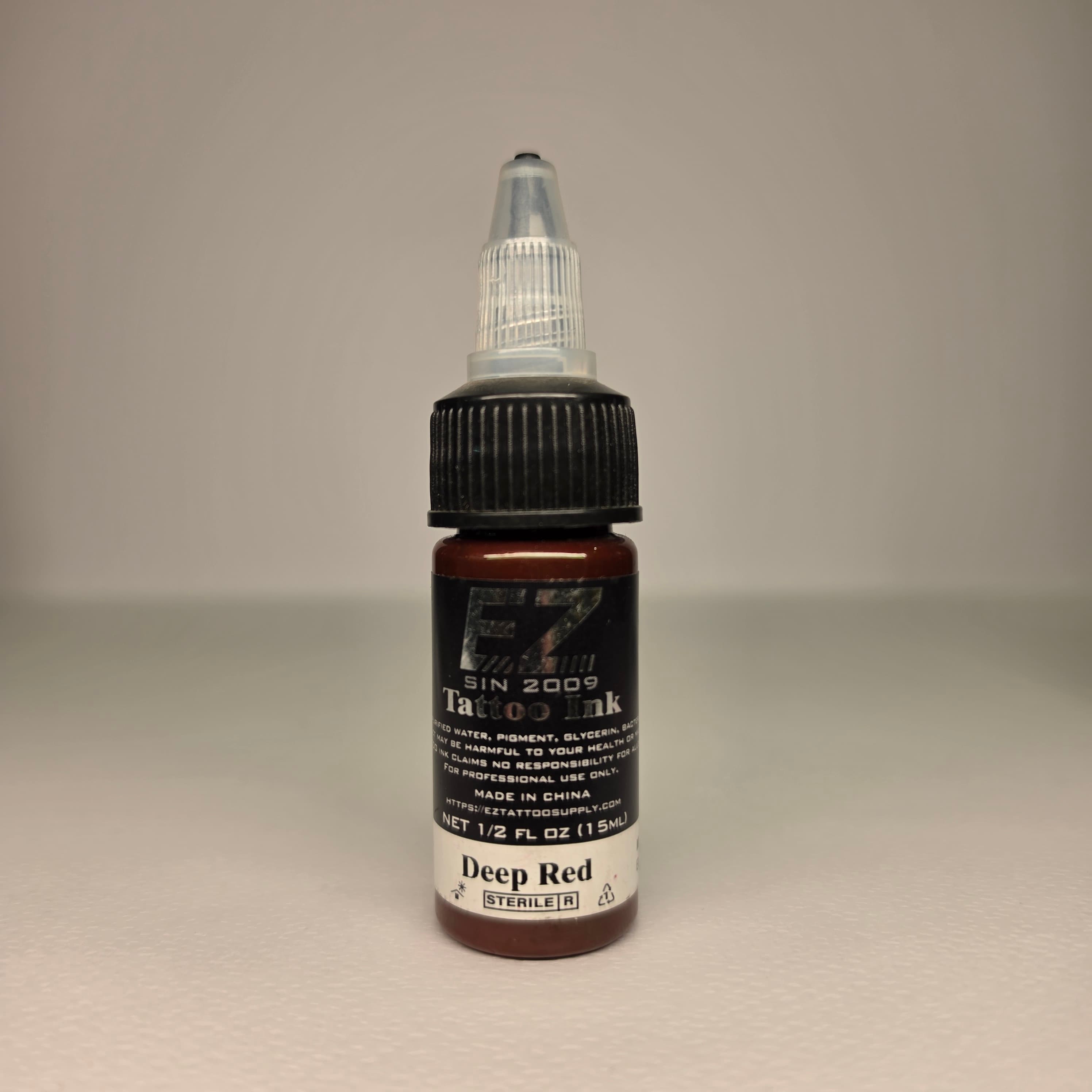 جوهر تتو EZ رنگ قرمز خیلی تیره — EZ Tattoo Ink Deep Red حجم ۱۵ میلیلیتر