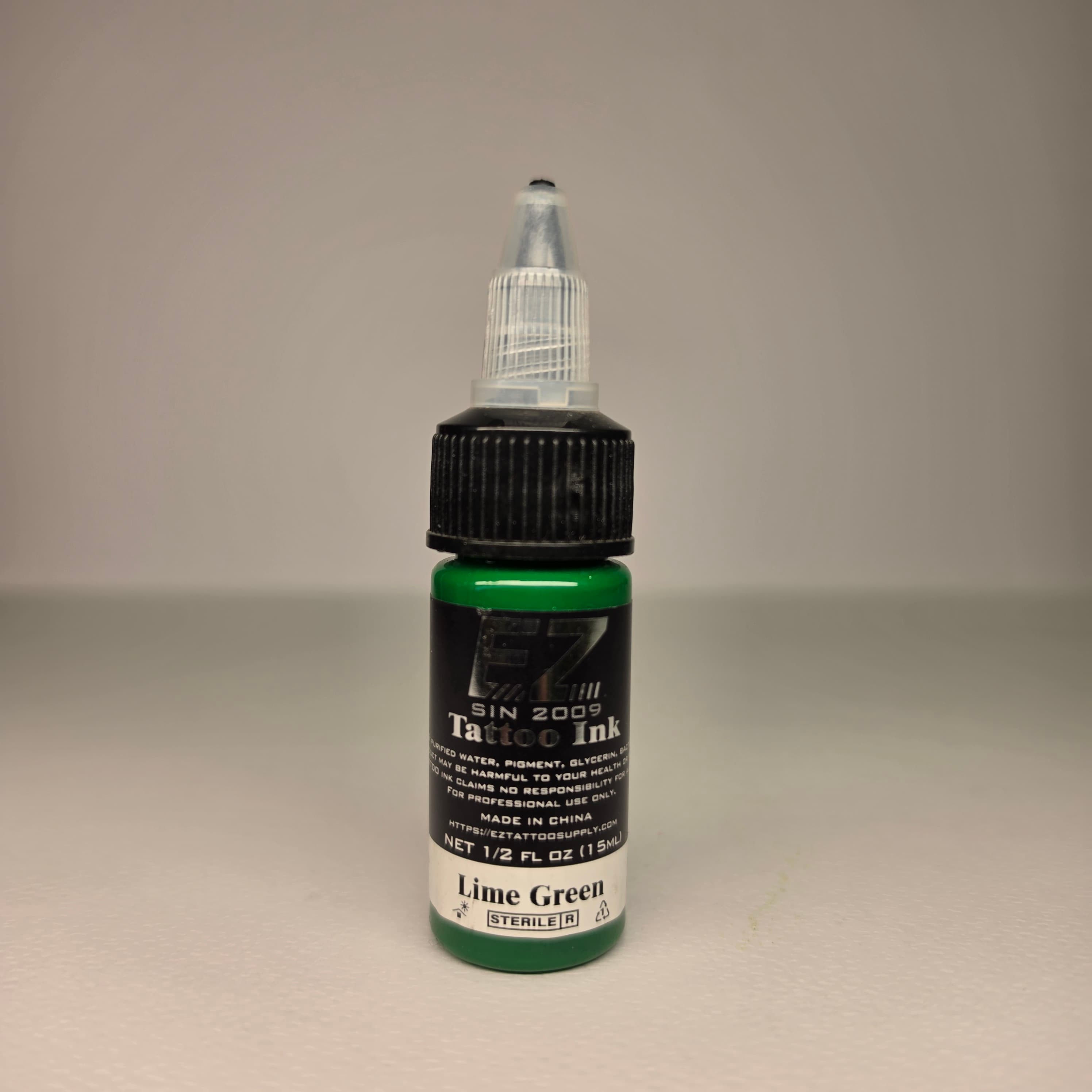 جوهر تتو EZ رنگ سبز لیمویی — EZ Tattoo Ink Lime Green حجم ۱۵ میلیلیتر